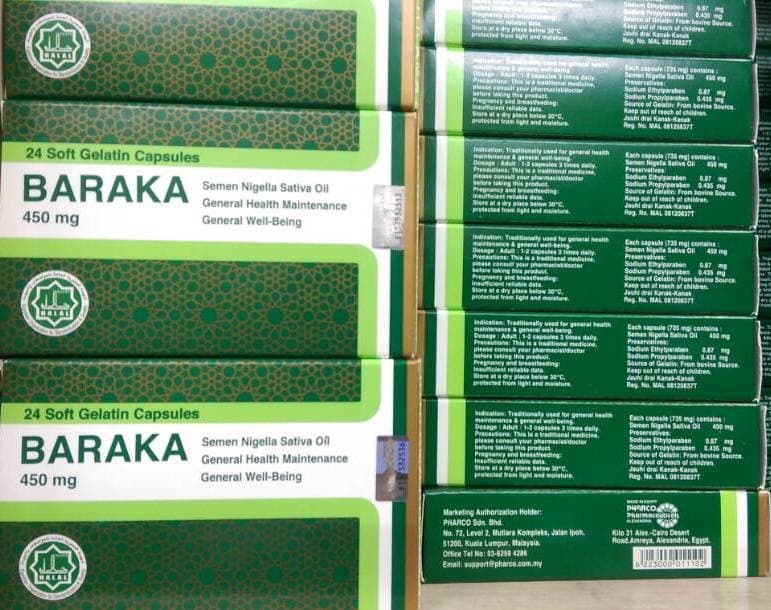 Baraka 450mg (Semen Nigella Sativa Oil) - 24 capsules